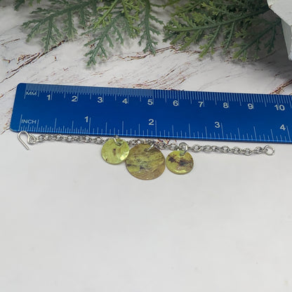 Green Shell Round Dangle Doll Necklace Matching Earring Set • 16” Doll Jewelry