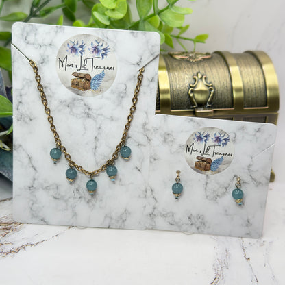 Dusty Blue Dangle Doll Necklace & Earrings Set • 18 Inch Fashion Doll Jewelry