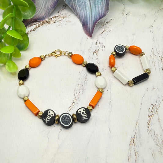 Halloween Skull Web Necklace and Bracelet Set | fits 18 Inch Fashion Doll