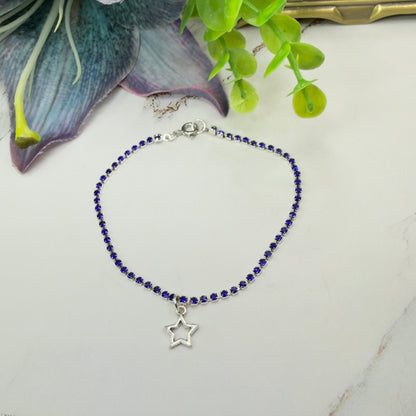 Blue Rhinestone Silver Star Charm Doll Necklace for 18 Inch Fashion Doll