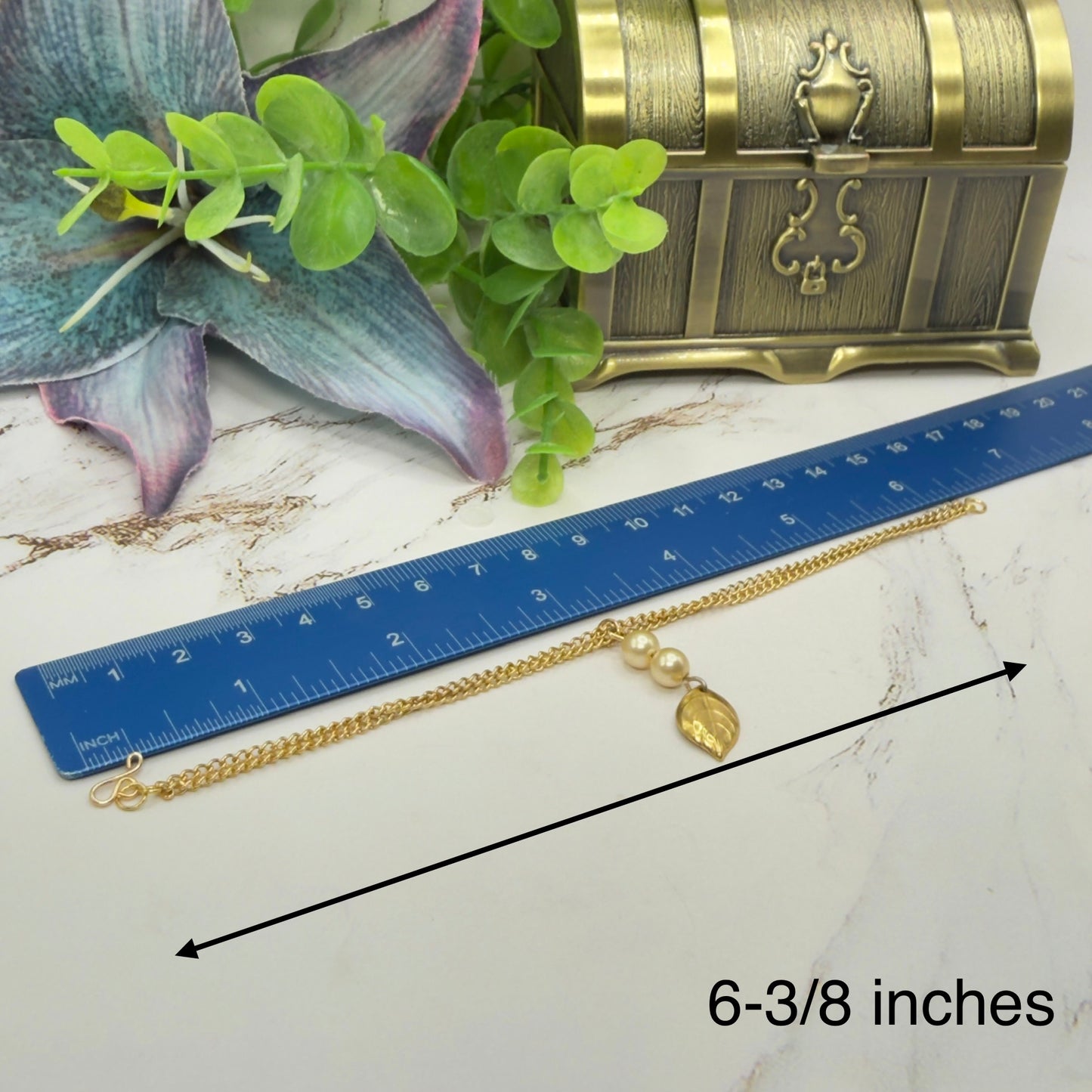 Gold Leaf & Pearl Dangle Doll Necklace & Earrings Set • 18 Inch Fashion Doll Jewelry