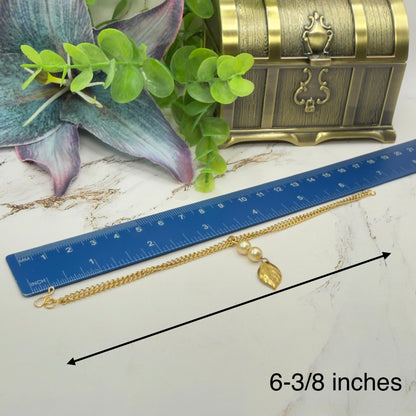Gold Leaf & Pearl Dangle Doll Necklace & Earrings Set • 18 Inch Fashion Doll Jewelry