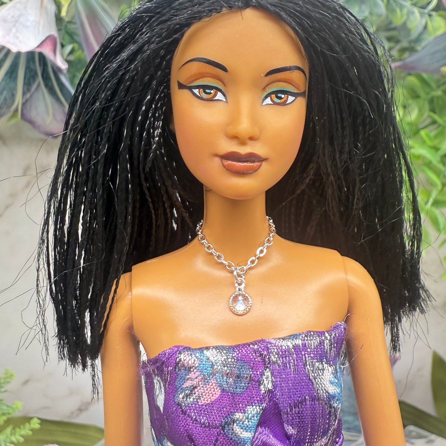 Round Clear Crystal Silver Doll Necklace • 10-12 Inch Fashion Doll Jewelry 1:6