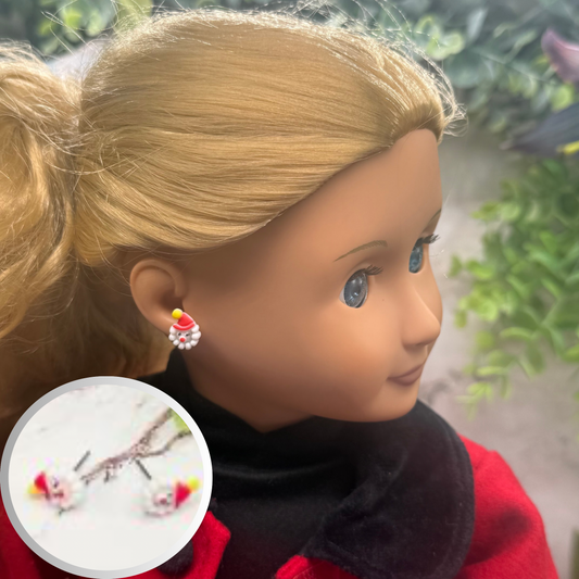 Santa Christmas Post Doll Earrings • 18 Inch Fashion Doll Jewelry