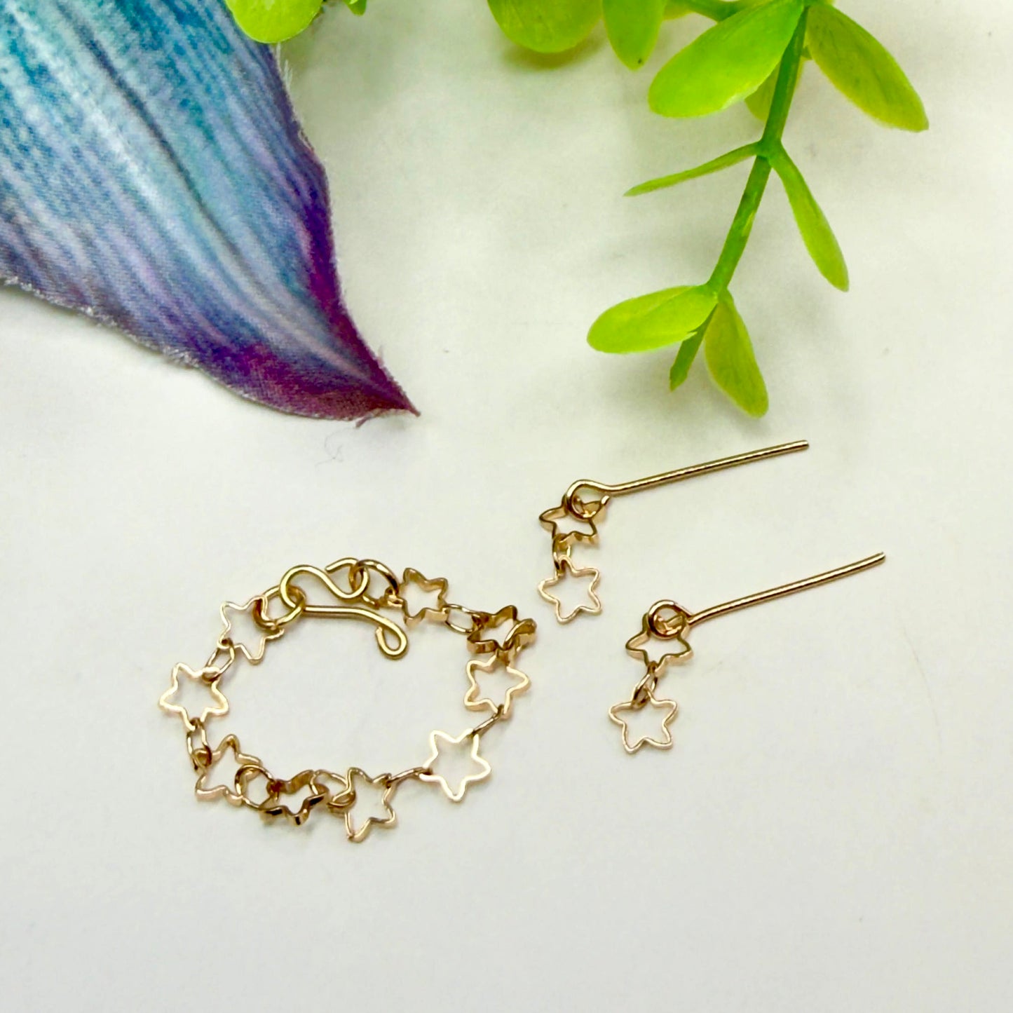 Open Work Gold Star Chain Doll Necklace & Earrings Set for 10-12 Inch 1:6 Fashion Doll