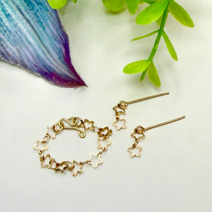 Open Work Gold Star Chain Doll Necklace & Earrings Set for 10-12 Inch 1:6 Fashion Doll