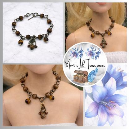 Brown Swirl Glass Beaded Multi Dangle Doll Necklace • 16” Fashion Doll Jewelry
