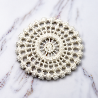 Set of 2 Off White Cream Crochet Fabric Doilies Doily • Dollhouse Decor Miniatures