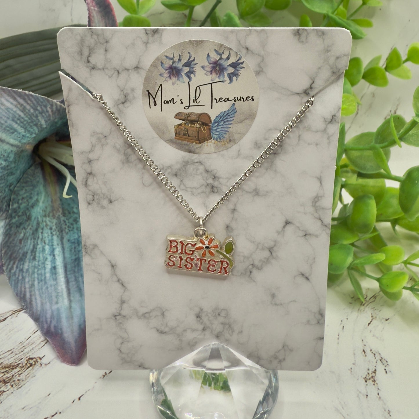 Big Sister Charm Silver Doll Necklace • 18 Inch Fashion Doll Jewelry