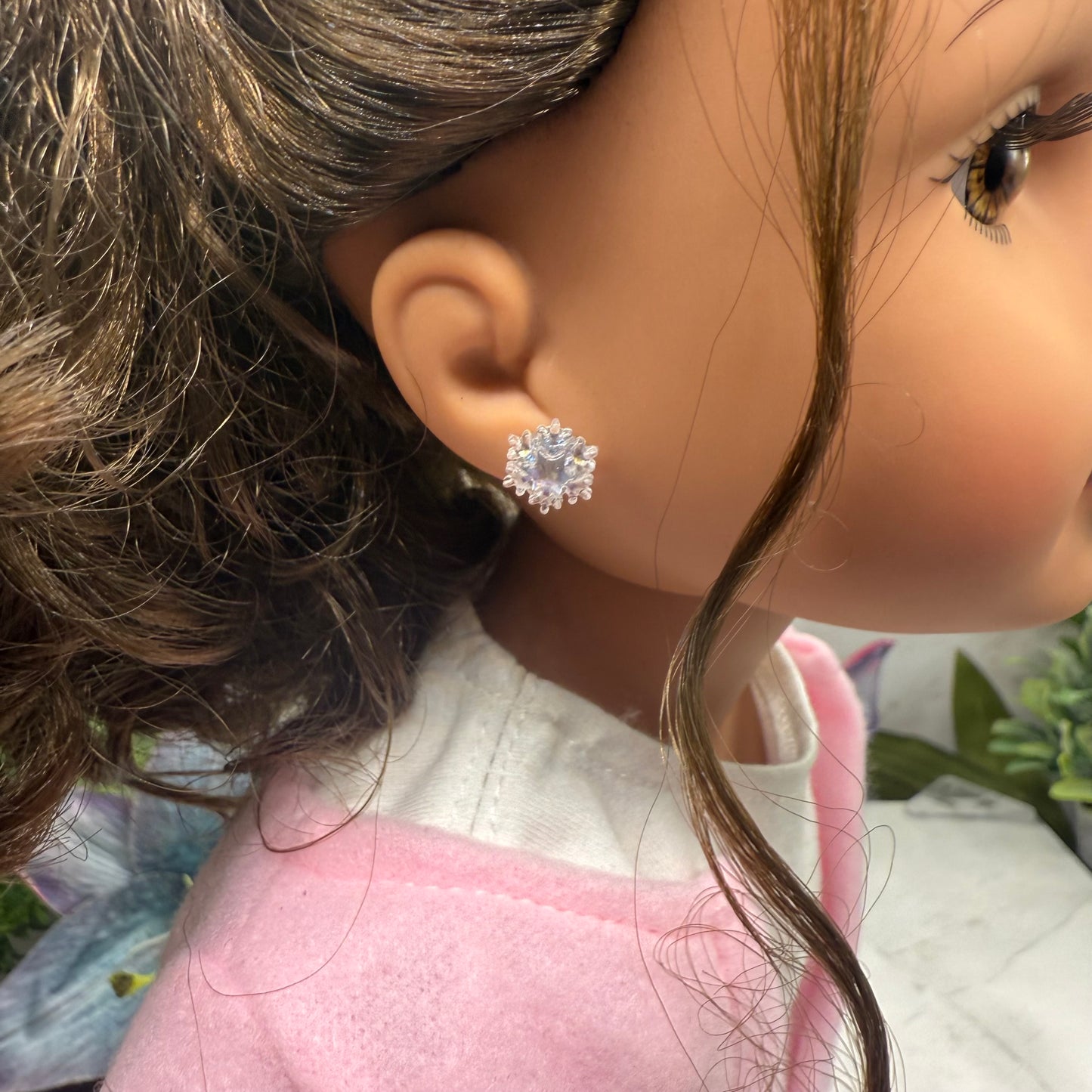 Sparkly Snowflake Post Doll Earrings • 18 Inch Fashion Doll Jewelry
