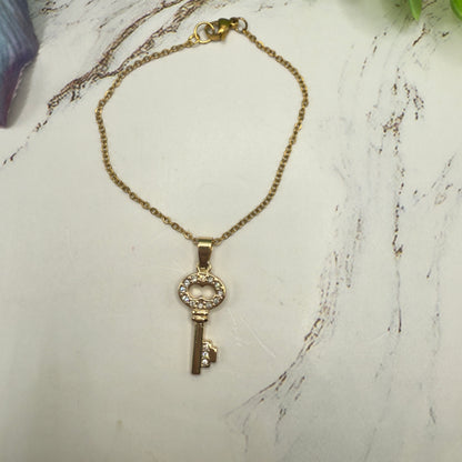 Gold Key Rhinestone Accent Pendant Doll Necklace • 18 Inch Fashion Doll Jewelry