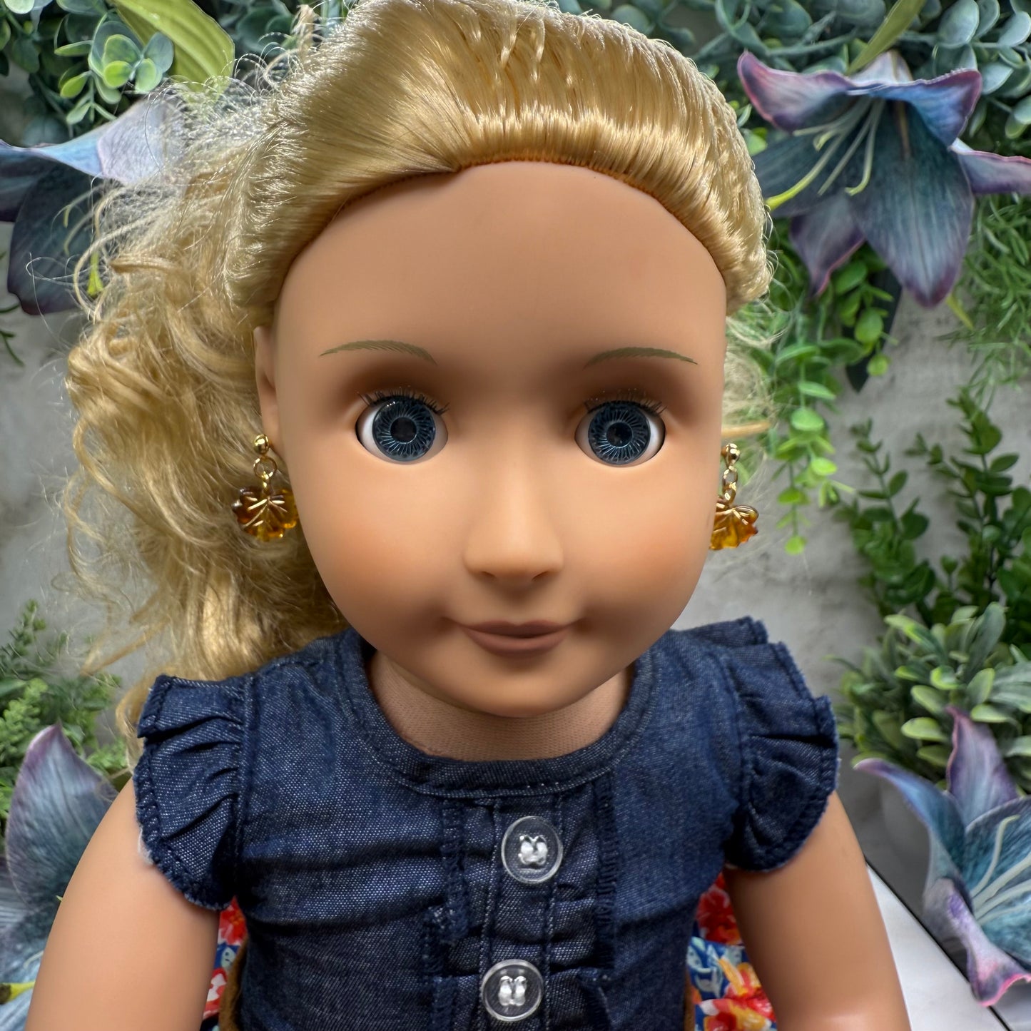 Autumn Fall Leaf Dangle Post Doll Earrings • 18 Inch Fashion Doll Jewelry