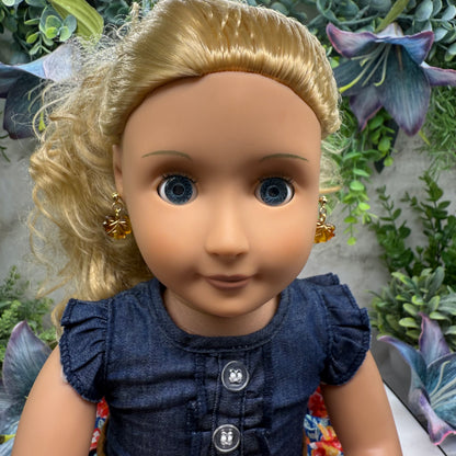 Autumn Fall Leaf Dangle Post Doll Earrings • 18 Inch Fashion Doll Jewelry