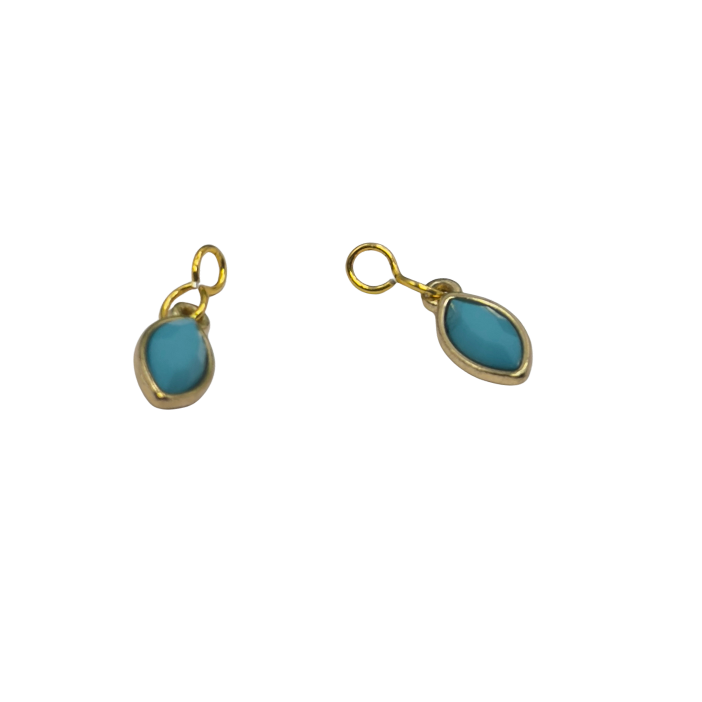 Turquoise & Gold Doll Earring Charms - DANGLE ONLY • 18 Inch Fashion Doll Jewelry