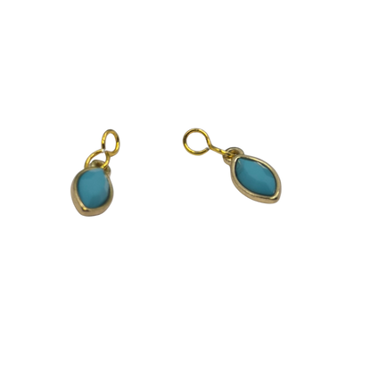 Turquoise & Gold Doll Earring Charms - DANGLE ONLY • 18 Inch Fashion Doll Jewelry