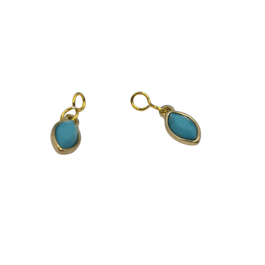 Turquoise & Gold Doll Earring Charms - DANGLE ONLY • 18 Inch Fashion Doll Jewelry