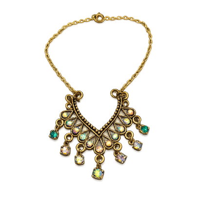 Collar-style Pendant Dangle Aurora Borealis Rhinestone Gold Chain Doll Necklace • 18 Inch Fashion Doll Jewelry