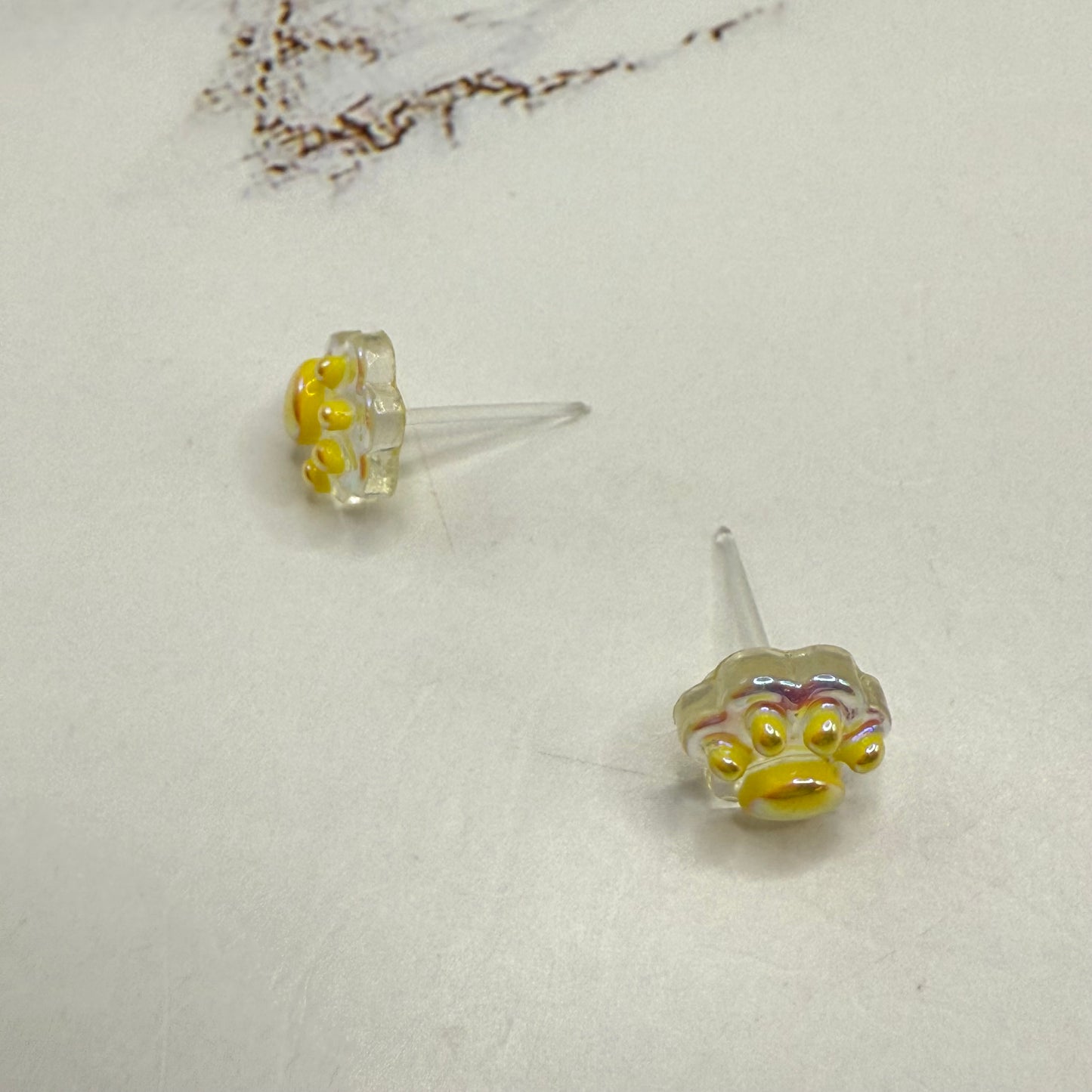Light Yellow Acrylic Paw Print Doll Earrings • 18 Inch Fashion Doll Jewelry