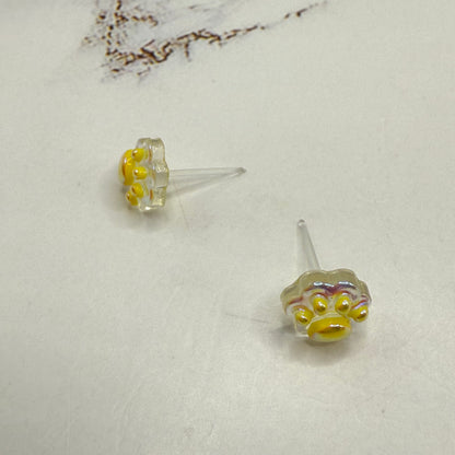 Light Yellow Acrylic Paw Print Doll Earrings • 18 Inch Fashion Doll Jewelry