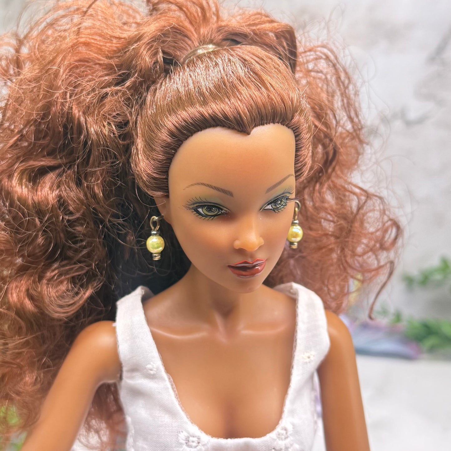 Yellow Iridescent Pearl Doll Earrings • 16 Inch Fashion Doll Jewelry