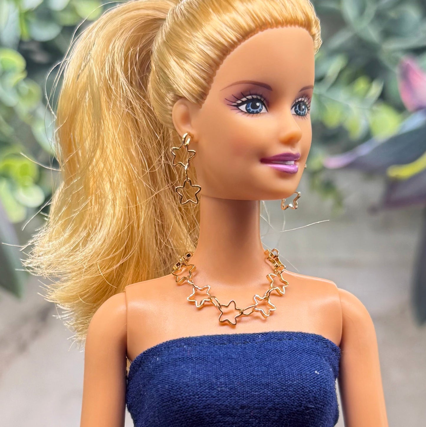 Open Work Gold Star Chain Doll Necklace & Earrings Set for 10-12 Inch 1:6 Fashion Doll
