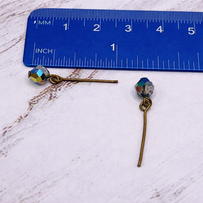 Pretty Smoky AB Glass Crystal Dangle Doll Earrings • 10-12” Doll Jewelry