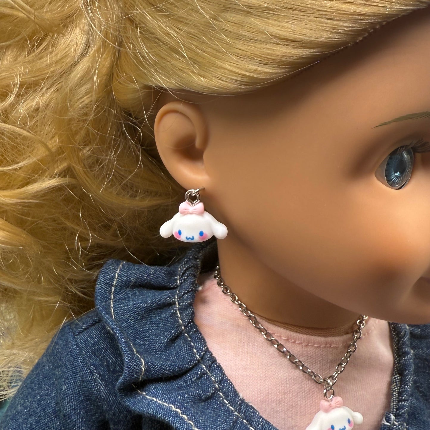 Cinnamoroll Sanrio White Puppy Charm Doll Necklace & Earrings • 18 Inch Fashion Doll Jewelry