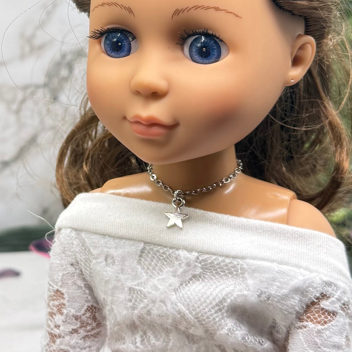 Silver Star Charm Doll Necklace for 14 Inch Fashion Dolls