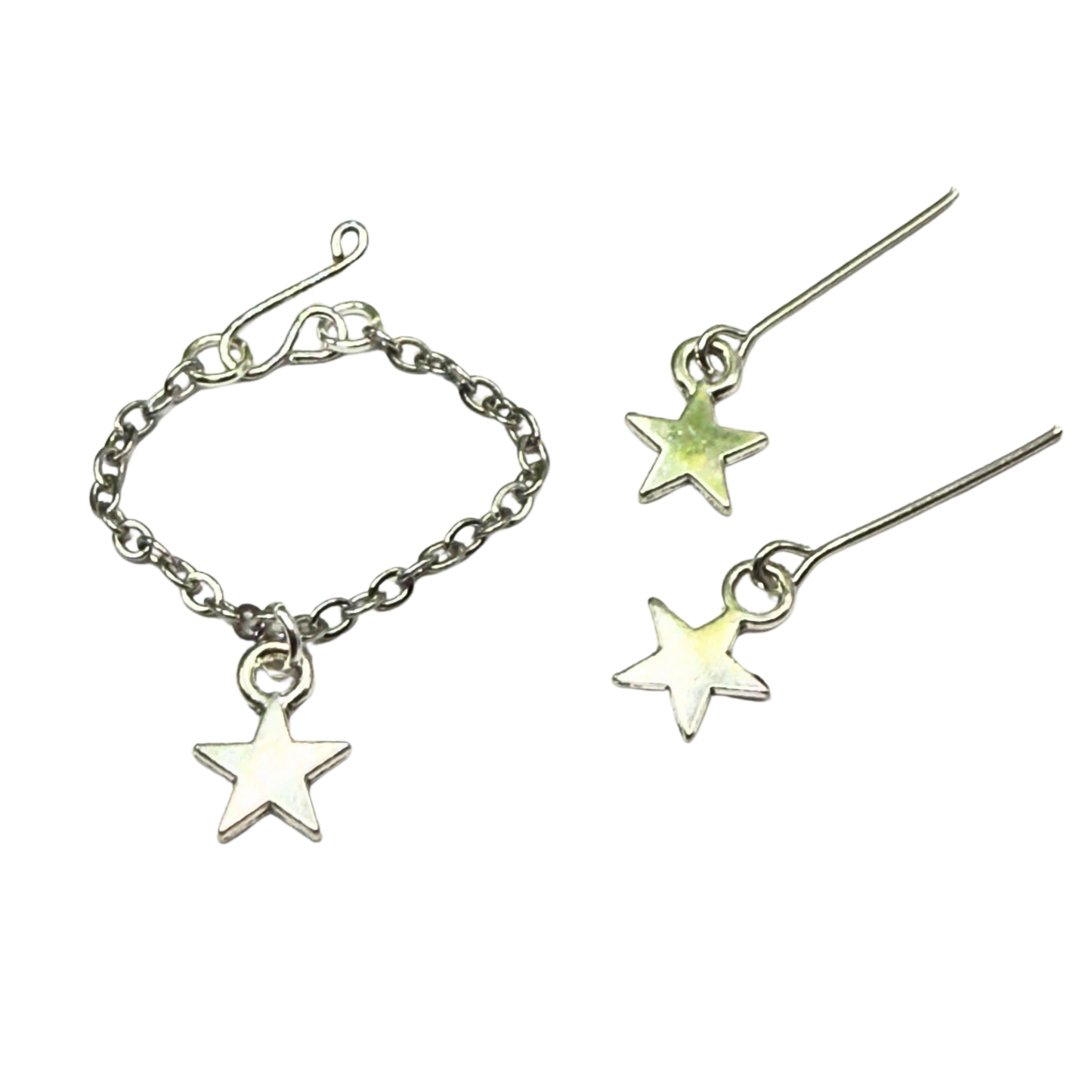 Silver Star Charm Doll Necklace & Earrings Set for 16 Inch Fashion Doll