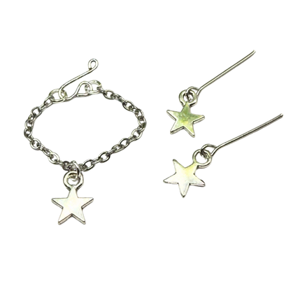 Silver Star Charm Doll Necklace & Earrings Set for 16 Inch Fashion Doll