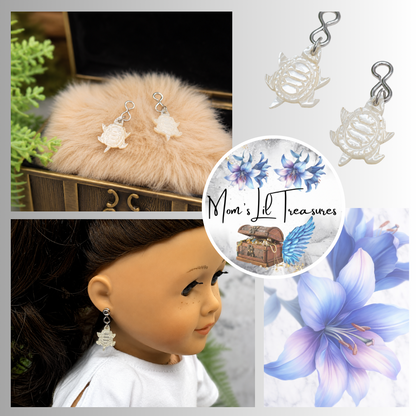 MOP Turtle Design Doll Earring DANGLE ONLY • 18” Doll Jewelry
