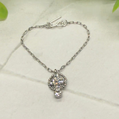 Rhinestone Round Drop Pendant Silver Chain Doll Necklace • 16” Doll Jewelry