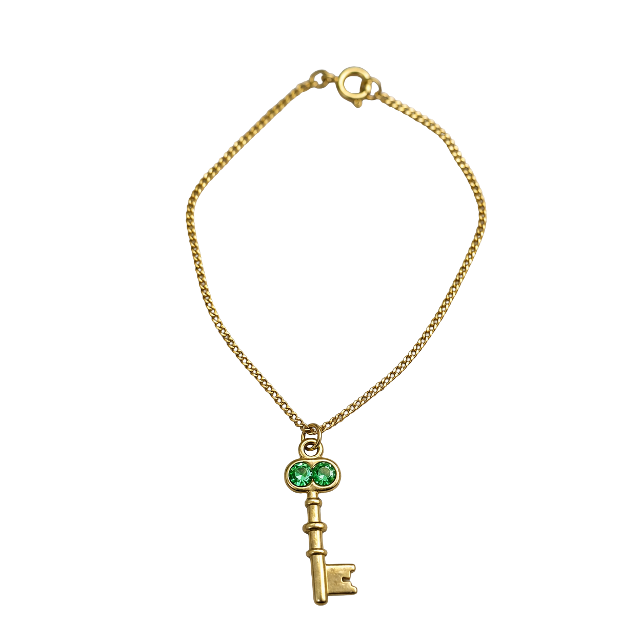 Key Charm Doll Necklace Green Rhinestone Accent • 18 inch Fashion Doll Jewelry