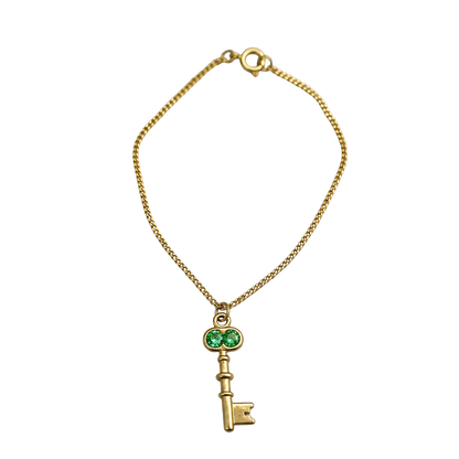 Key Charm Doll Necklace Green Rhinestone Accent • 18 inch Fashion Doll Jewelry