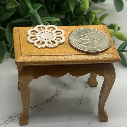 Set Of Four Beige Crochet Fabric Doily Doilies • Dollhouse Decor Miniatures