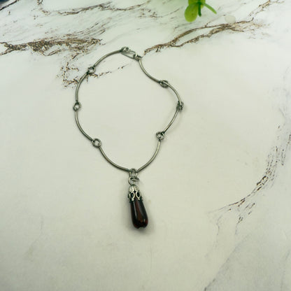Dark Ruby Red Glass Teardrop Pendant Doll Necklace • 18 Inch Fashion Doll Jewelry