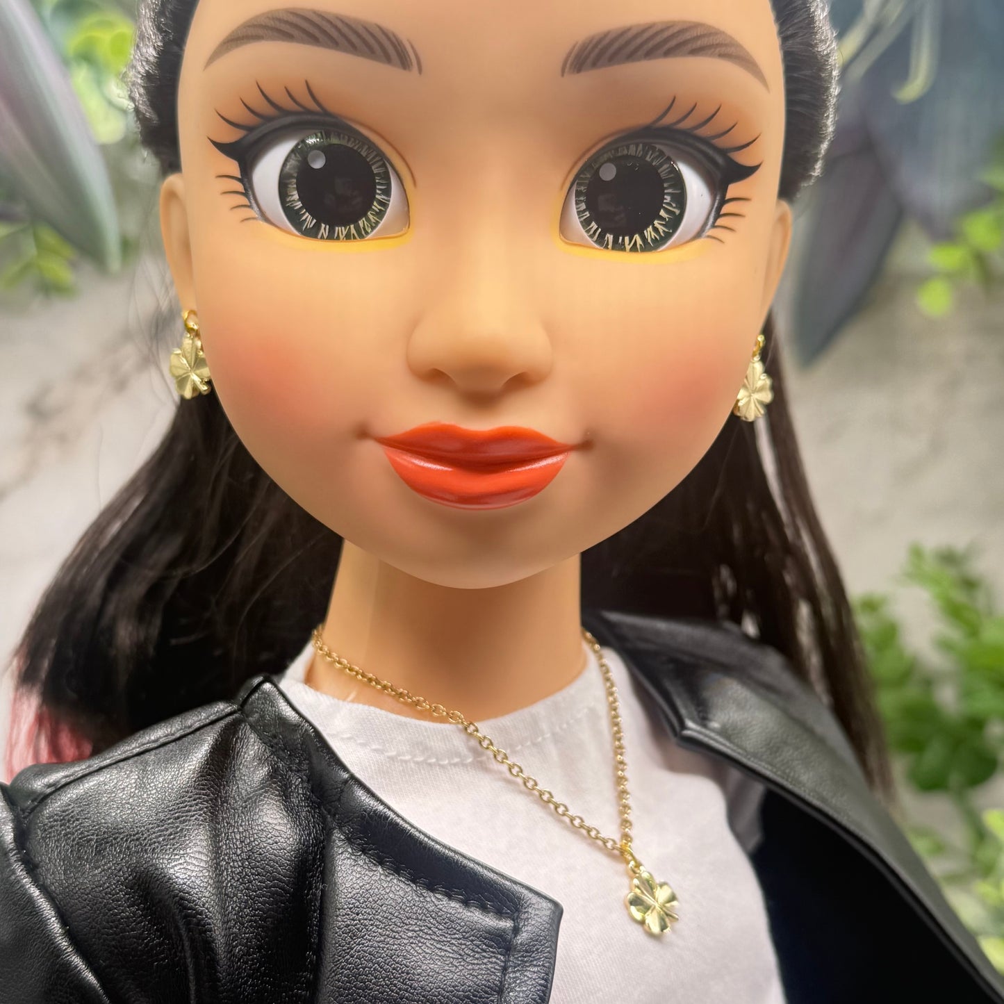 Gold Clover Charm Doll Necklace & Earrings • 18 Inch Fashion Doll Jewelry