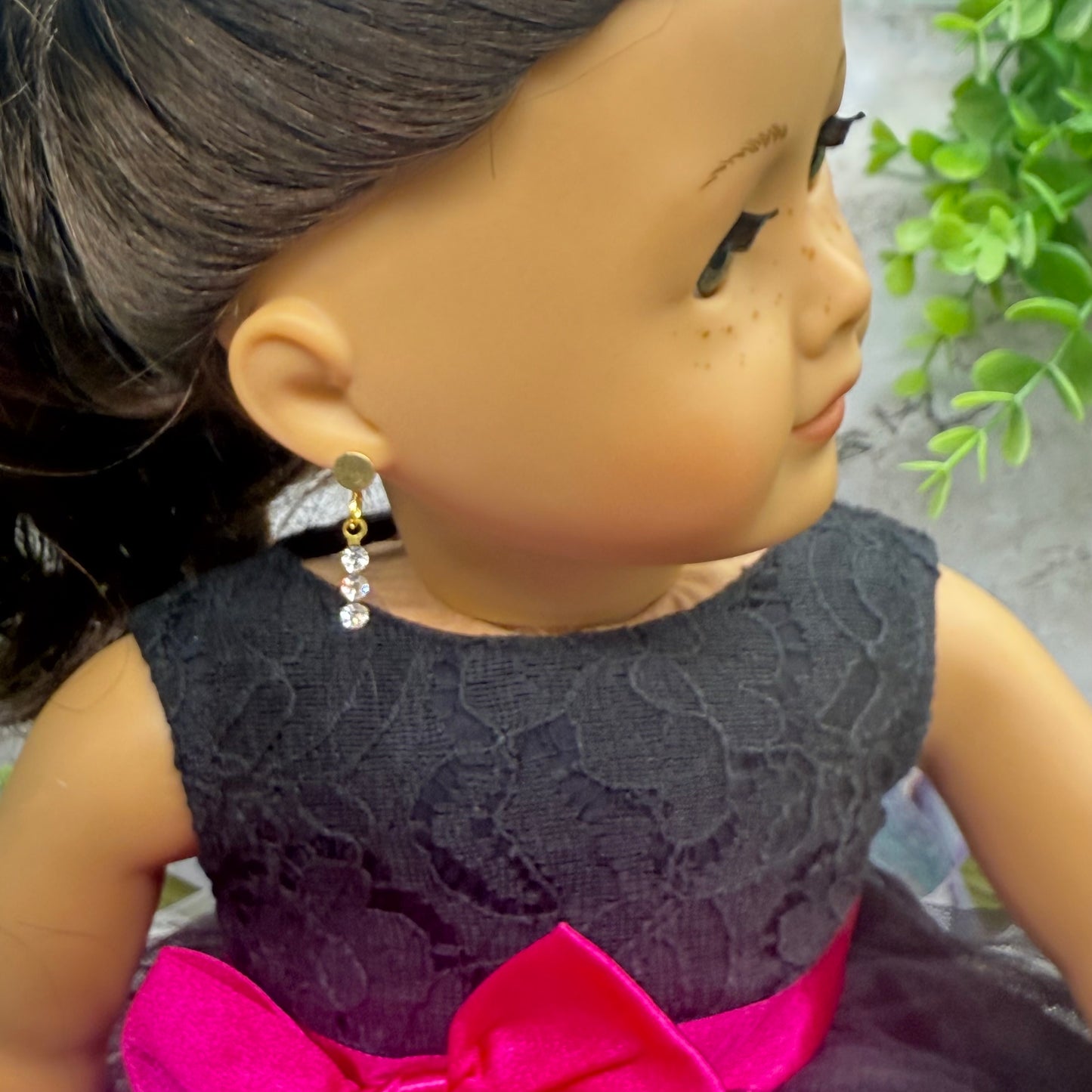Clear Rhinestone Dangle Doll Earrings -  DANGLE ONLY • 18” Fashion Doll Jewelry