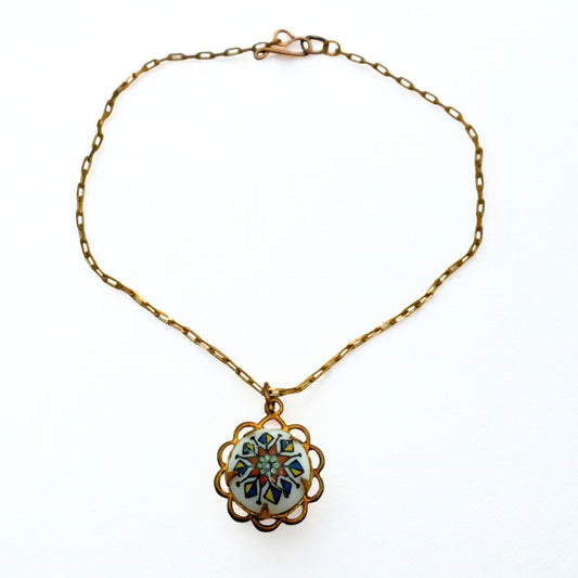 Copper Tone Chain White Glass Flower Design Pendant Doll Necklace • 18 Inch Fashion Doll Jewelry