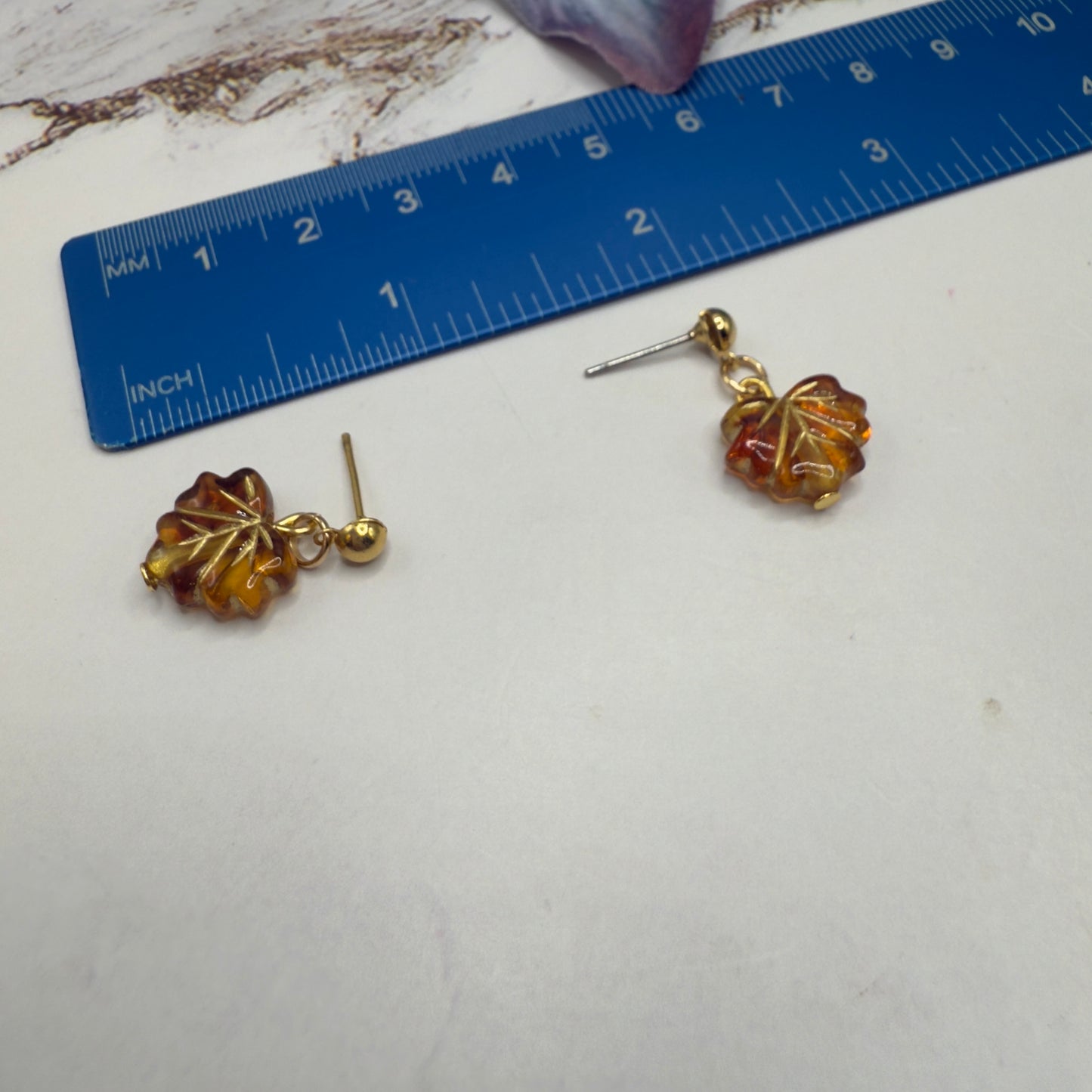 Autumn Fall Leaf Dangle Post Doll Earrings • 18 Inch Fashion Doll Jewelry