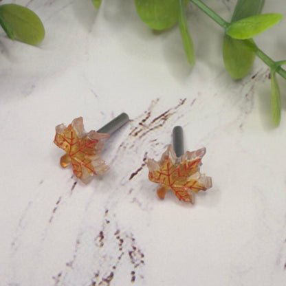 Autumn Maple Fall Leaf Post Doll Earrings •2mm Post fit 18 Inch Fashion Doll