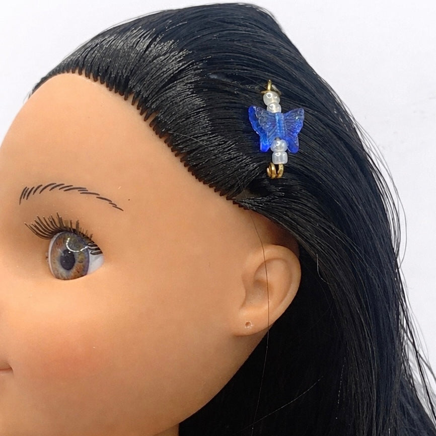 Blue Butterfly Doll Barrettes for 14” Doll • Hair Accessories