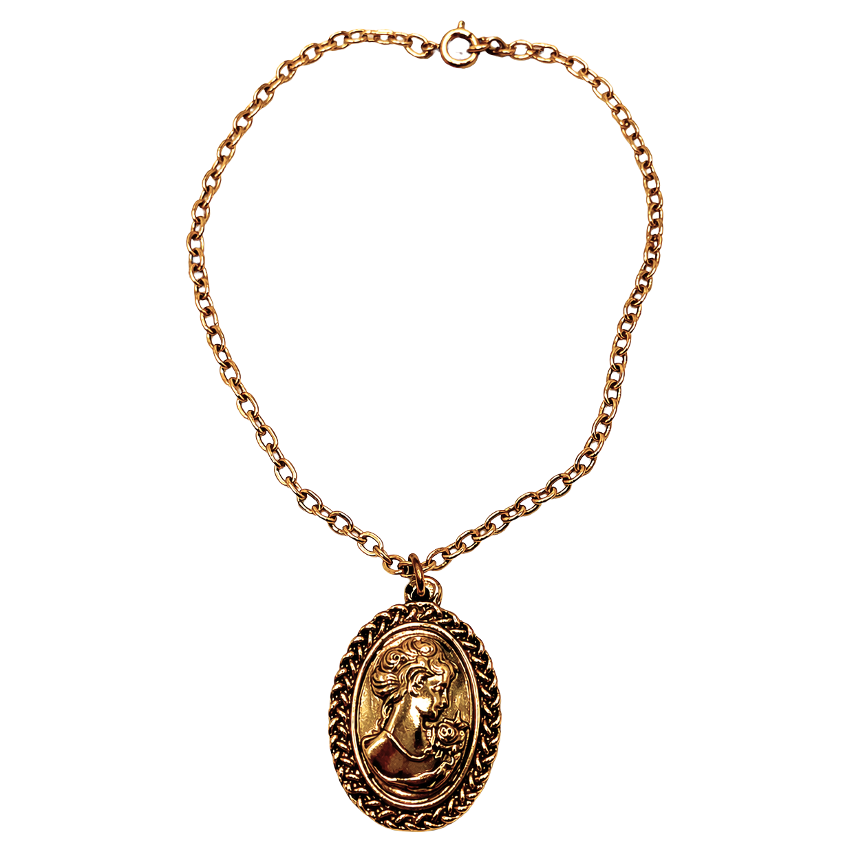 Gold Tone Cameo Pendant Doll Necklace • 18 Inch Fashion Doll Jewelry