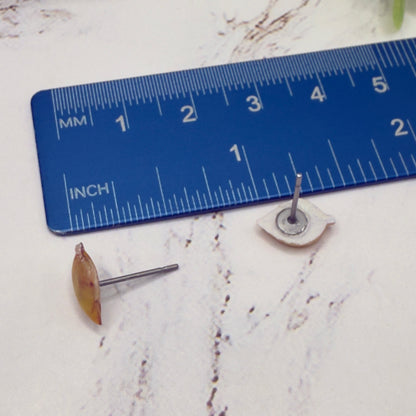 Golden Yellow Autumn Fall Leaf Post Doll Earrings • 18 Inch Fashion Doll Jewelry