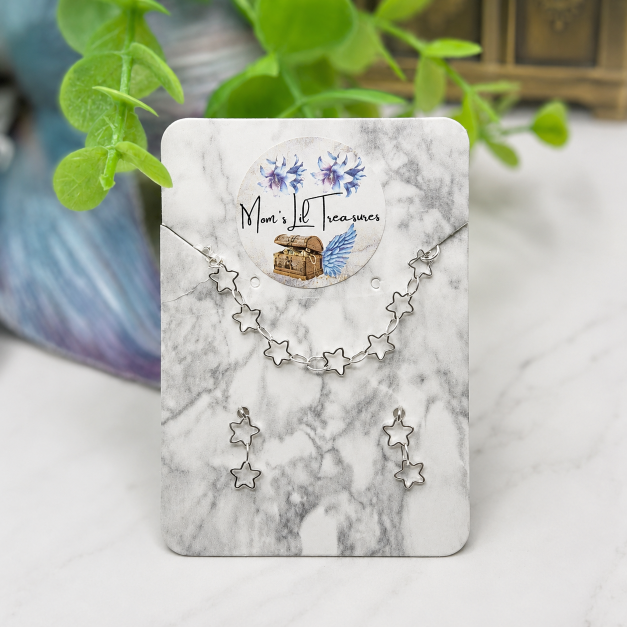 Open Work Silver Star Chain Doll Necklace & Earrings Set for 10-12 Inch 1:6 Fashion Doll
