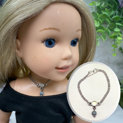Gray Drop MOP Look Doll Necklace • 14 Inch Fashion Doll Jewelry