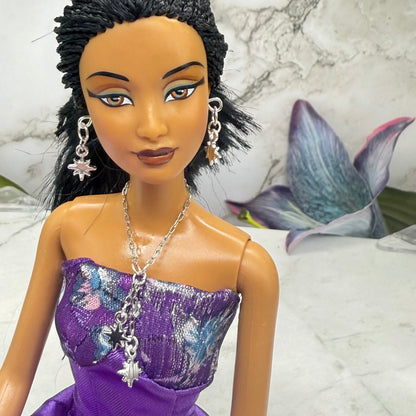 Silver Star Dangle Necklace & Earrings Set • 10-12 Inch Fashion Doll Jewelry 1:6