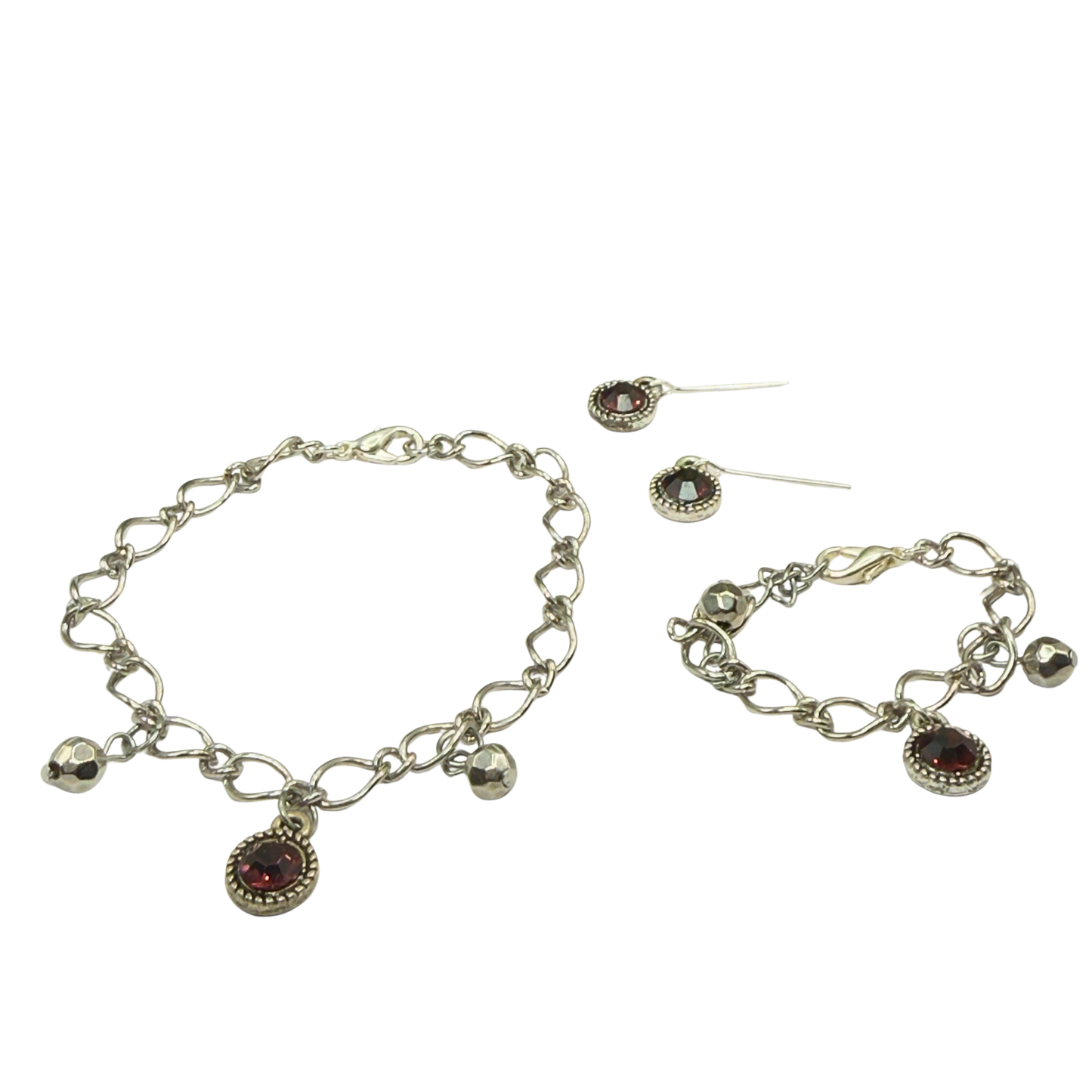 Purple Rhinestone Round Dangle Doll Necklace Bracelet & Earrings Set • 18 Inch Fashion Doll Jewelry