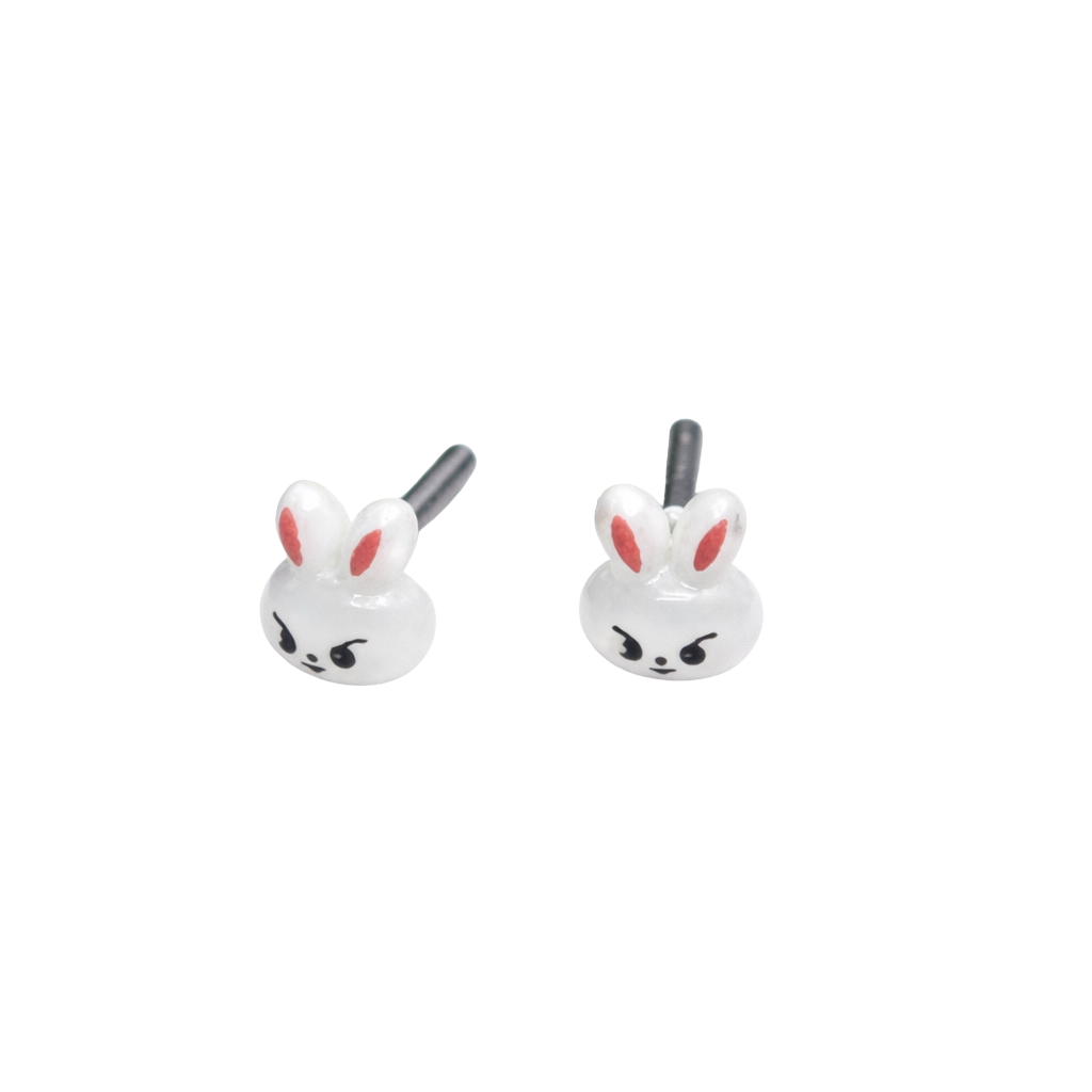 White Bunny Face Easter Post Doll Earrings • 2mm Post for 18 Inch Fashion Dolls