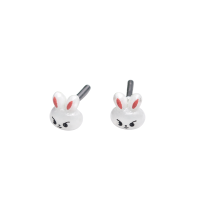 White Bunny Face Easter Post Doll Earrings • 2mm Post for 18 Inch Fashion Dolls